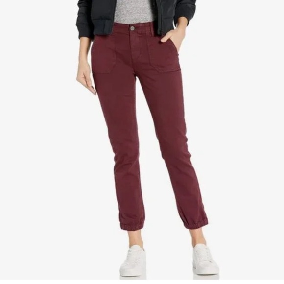 PAIGE Mayslie Jogger Pants Burgundy Spice Denim Casual Women’s Size 28 - Picture 1 of 13